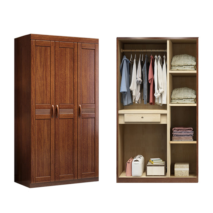 Brown Walnut Wood Storage Cabinet Traditional Cabinet with Drawer