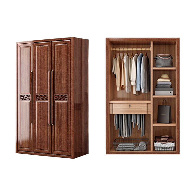 Brown Walnut Wood Storage Cabinet Traditional Cabinet with Drawer