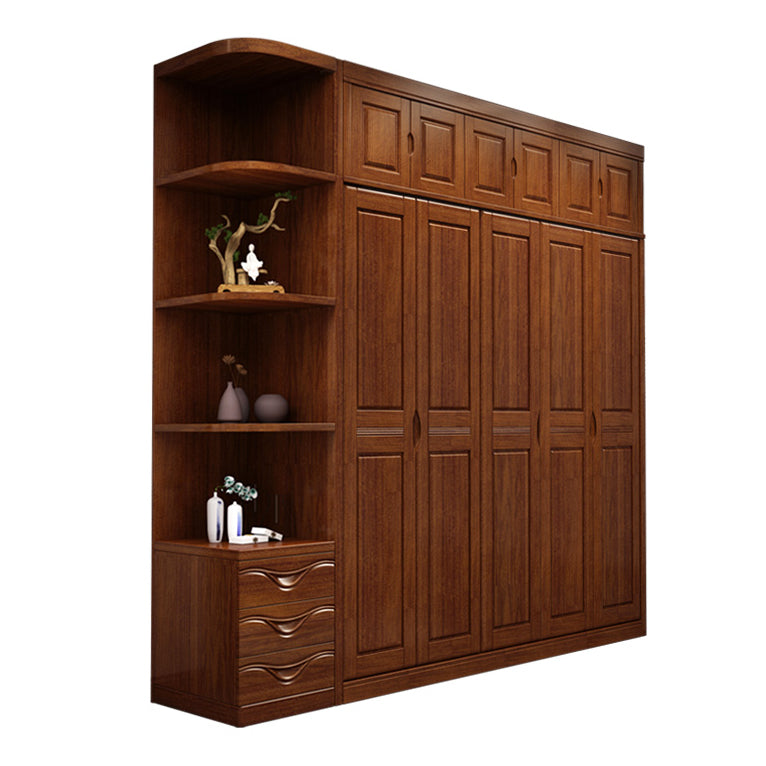 Brown Walnut Wood Storage Cabinet Traditional Cabinet with Drawer
