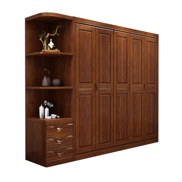 Brown Walnut Wood Storage Cabinet Traditional Cabinet with Drawer