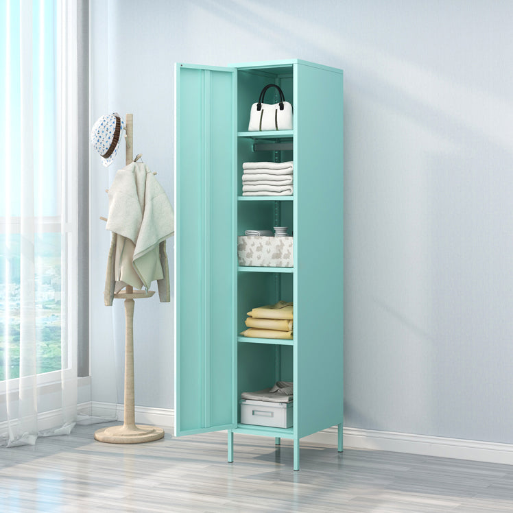Contemporary Wardrobe Cabinet with Adjustable Shelves Steel Wardrobe Armoire