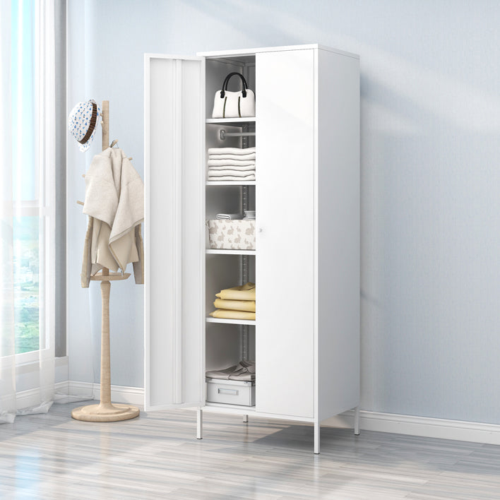 Contemporary Wardrobe Cabinet with Adjustable Shelves Steel Wardrobe Armoire