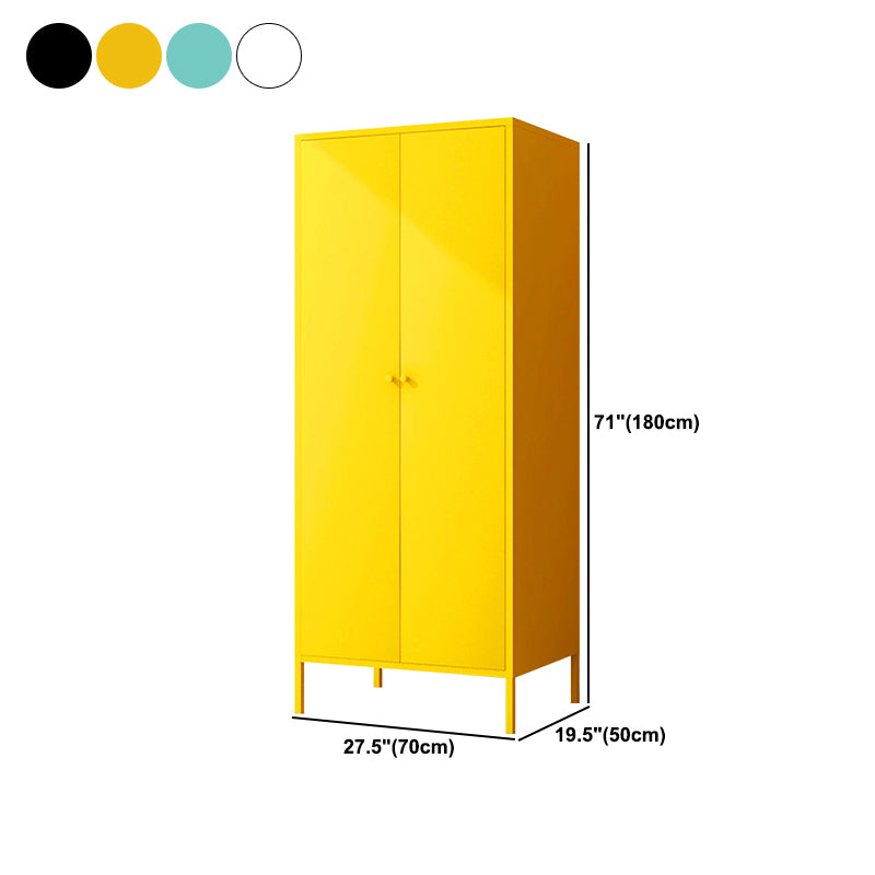 Contemporary Wardrobe Cabinet with Adjustable Shelves Steel Wardrobe Armoire