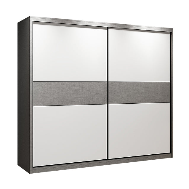 Modern Style Wooden Wardrobe White Colour Wardrobe Closet with Sliding Door