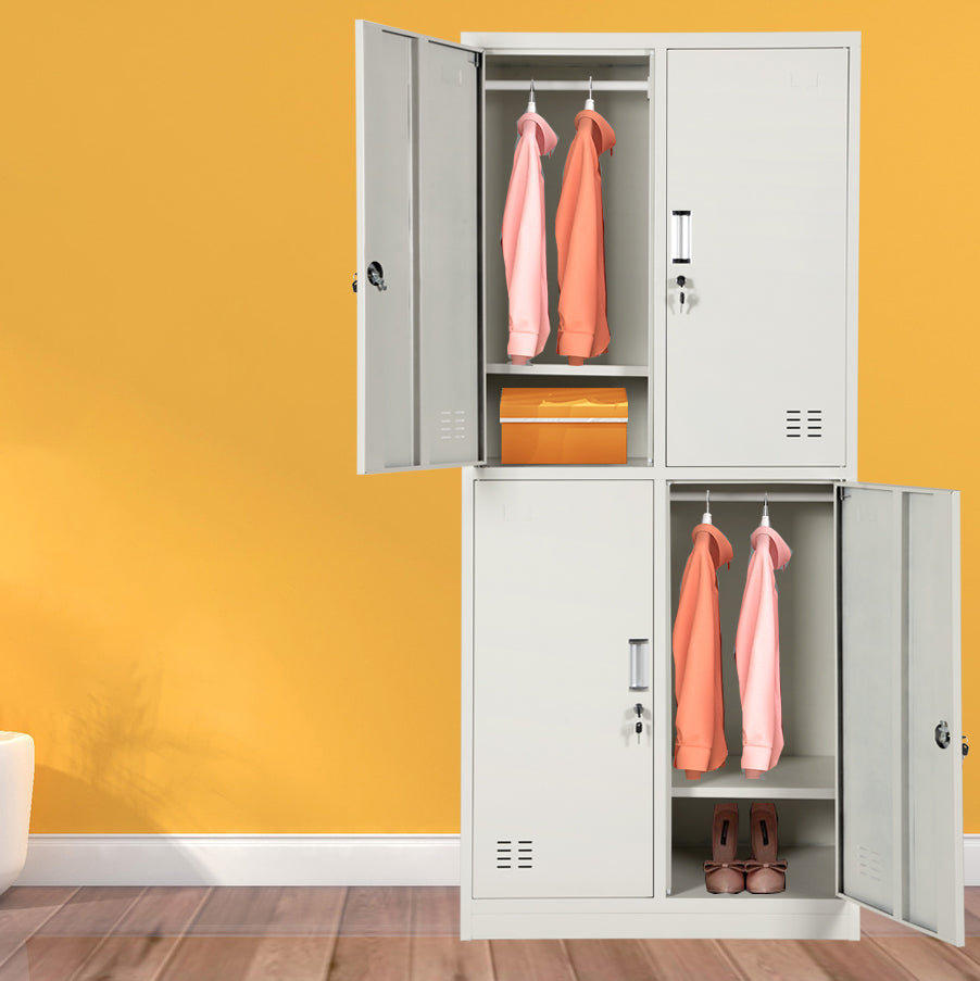 Gray Hinged Wardrobe Closet Contemporary Steel Wardrobe Cabinet