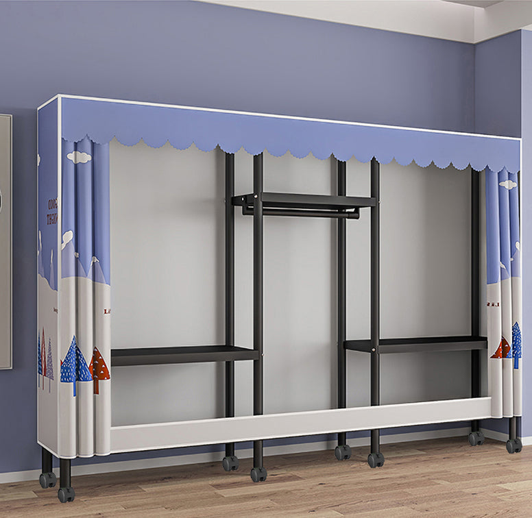 Contemporary Style Wardrobe Armoire Metal Frame Armoire with Garment Rod for Home