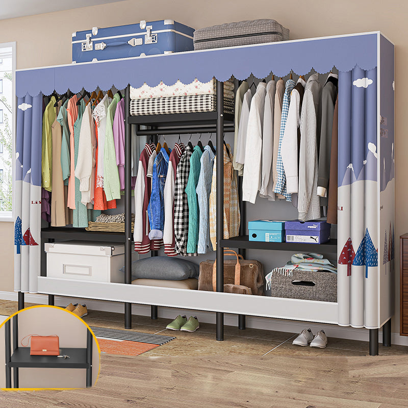 Contemporary Style Wardrobe Armoire Metal Frame Armoire with Garment Rod for Home