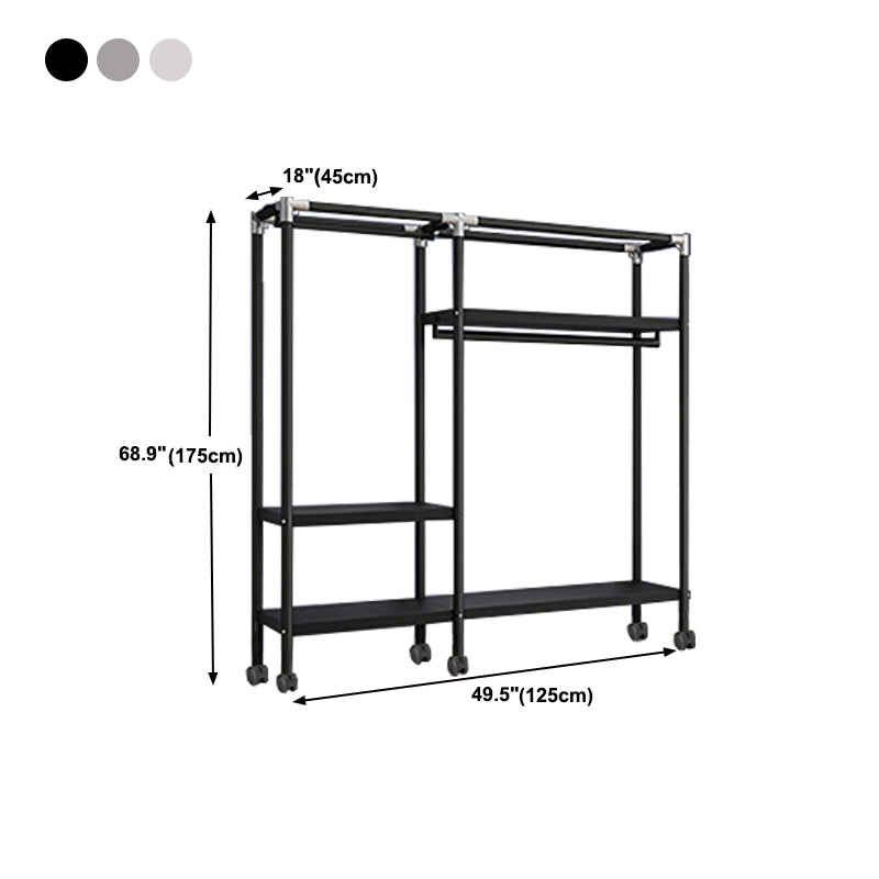 Contemporary Style Wardrobe Armoire Metal Frame Armoire with Garment Rod for Home