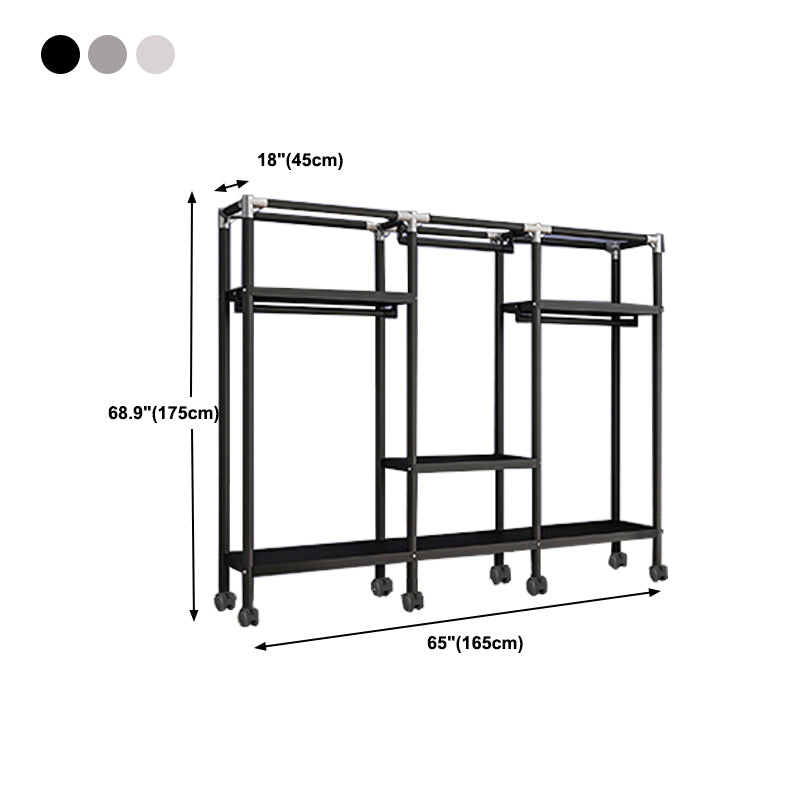 Contemporary Style Wardrobe Armoire Metal Frame Armoire with Garment Rod for Home