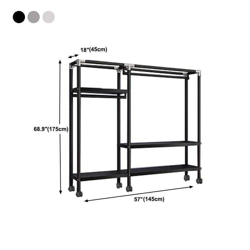 Contemporary Style Wardrobe Armoire Metal Frame Armoire with Garment Rod for Home