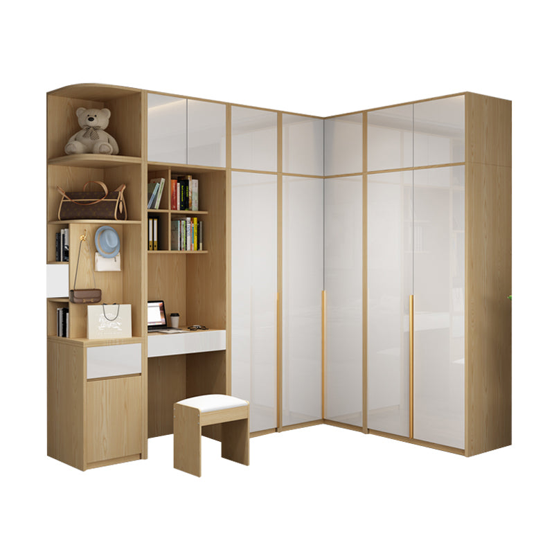 Contemporary Style Wardrobe Armoire Wood Armoire with Garment Rod for Bedroom