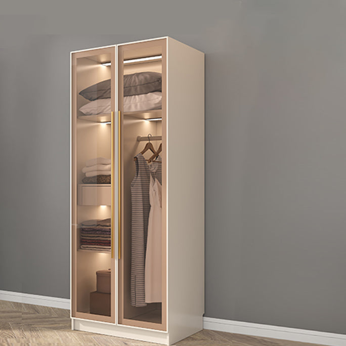 Contemporary Style Wardrobe Armoire Glass Door Armoire with Garment Rod for Home