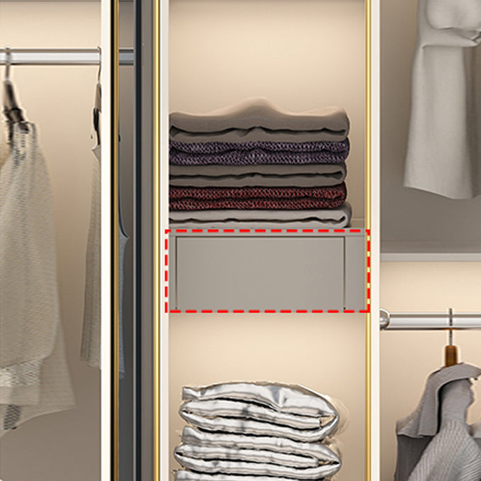 Contemporary Style Wardrobe Armoire Glass Door Armoire with Garment Rod for Home