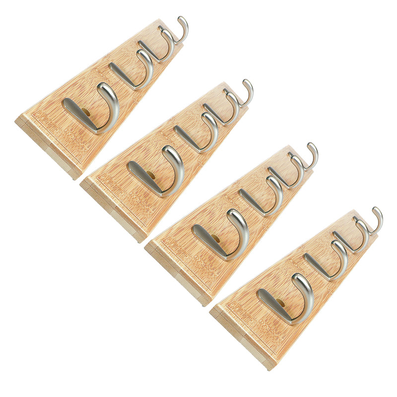 Modern Wood Coat Rack Wall-Mounted with Hooks Entry Hall Tree