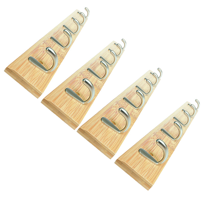 Modern Wood Coat Rack Wall-Mounted with Hooks Entry Hall Tree