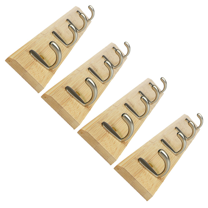 Modern Wood Coat Rack Wall-Mounted with Hooks Entry Hall Tree