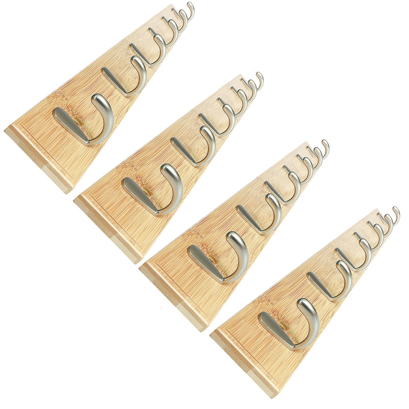 Modern Wood Coat Rack Wall-Mounted with Hooks Entry Hall Tree