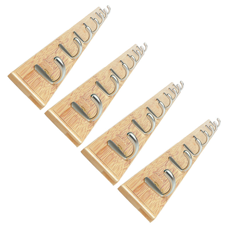 Modern Wood Coat Rack Wall-Mounted with Hooks Entry Hall Tree