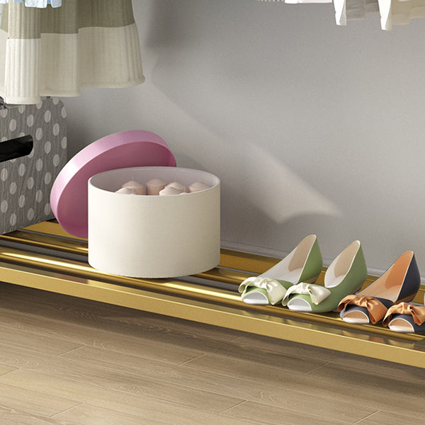 Modern Entryway Kit Metal Hanging Rail Lower Shelf and 2 Hooks Coat Hanger