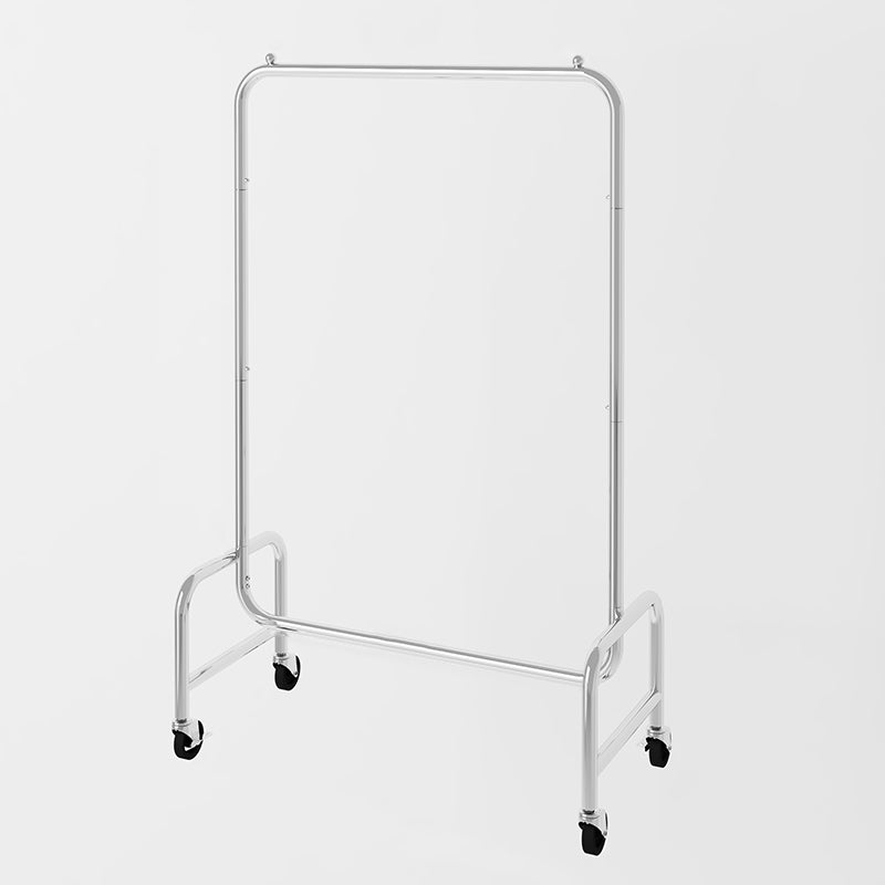 Industrial Coat Hanger Silver Metal Storage Coat Rack with Castors