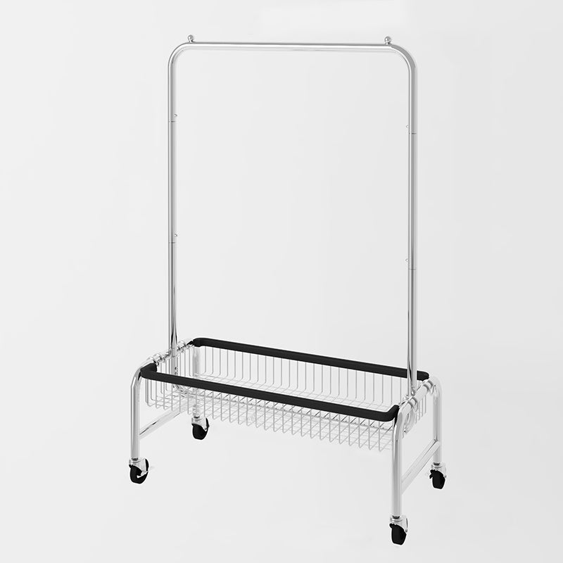 Industrial Coat Hanger Silver Metal Storage Coat Rack with Castors