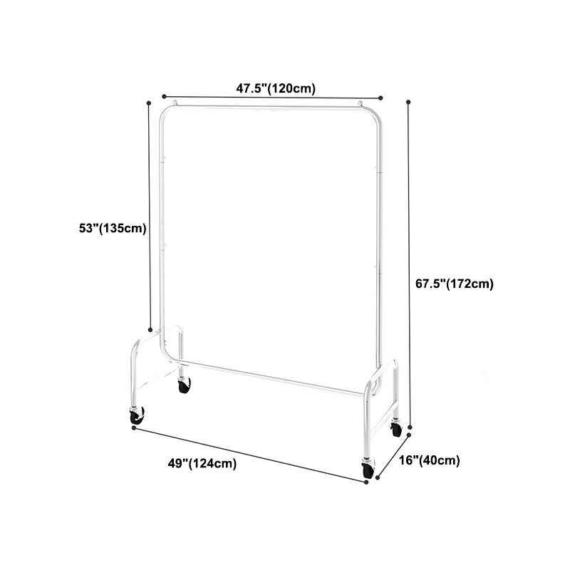Industrial Coat Hanger Silver Metal Storage Coat Rack with Castors