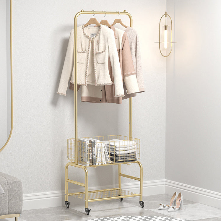 Glam Metallic Coat Hanger Free Standing Movable Coat Rack for Bedroom