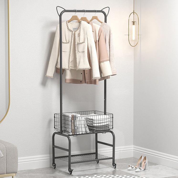 Glam Metallic Coat Hanger Free Standing Movable Coat Rack for Bedroom