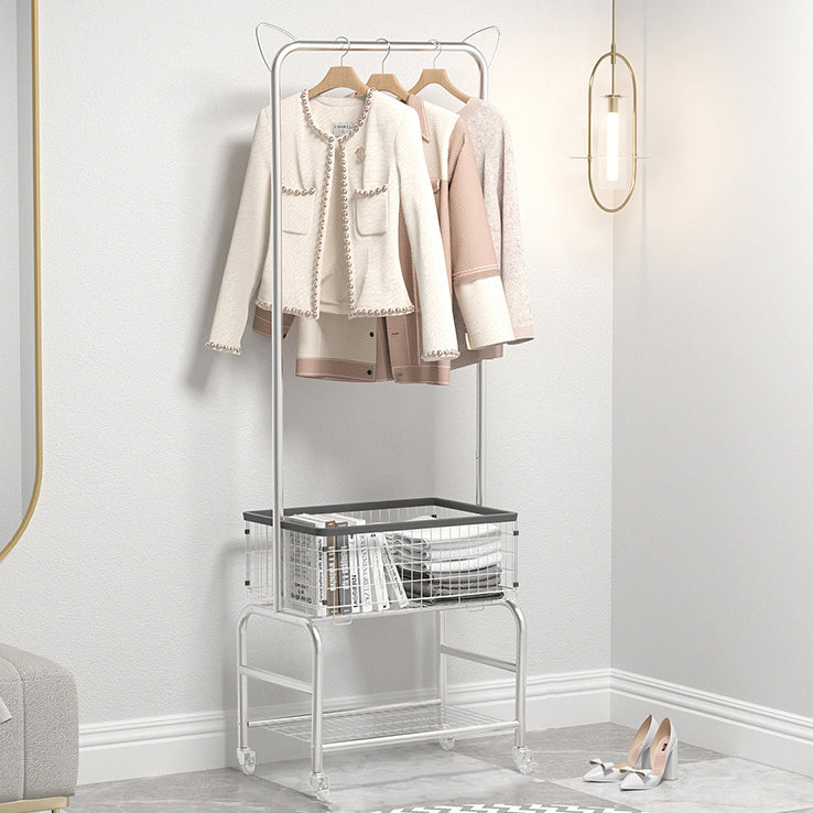 Glam Metallic Coat Hanger Free Standing Movable Coat Rack for Bedroom