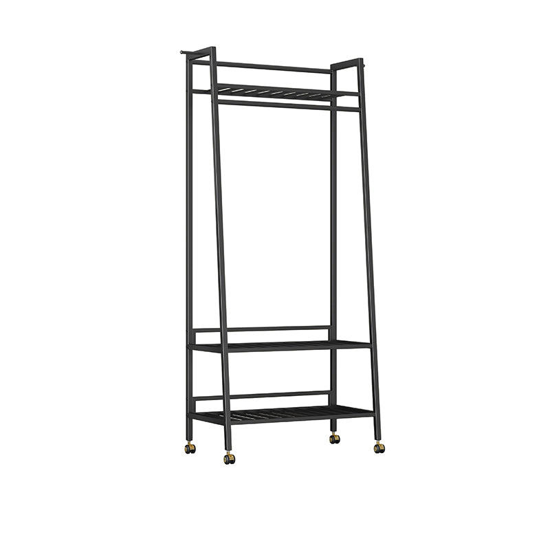 Glam Metal Hall Stand Hanging Rail Storage Shelving and 2 Hooks Coat Hanger