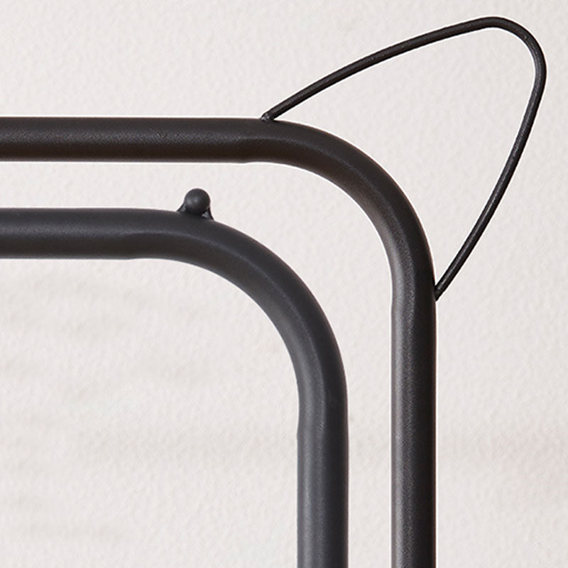 Contemporary Metal Coat Hanger Storage Basket Lower Shelf and Castor Entry Hall Tree