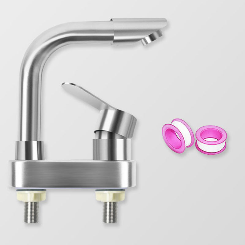 Square 1-Handle Bathroom Faucet 2 Hole Centerset Bathroom Faucet with Stainless Steel