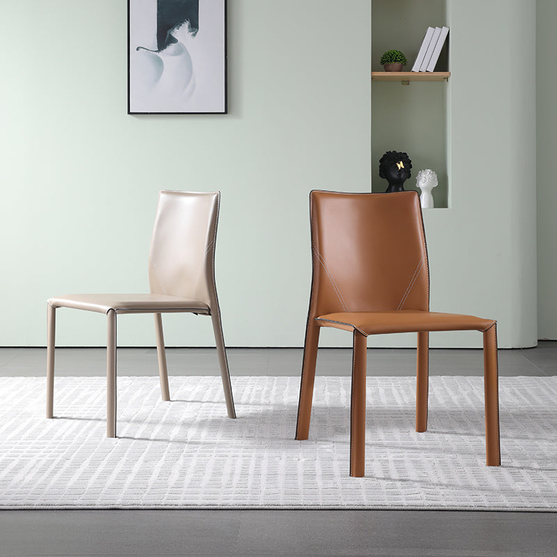 Designer Style Armless Chair Solid Back Side Leather Chair for Restaurant