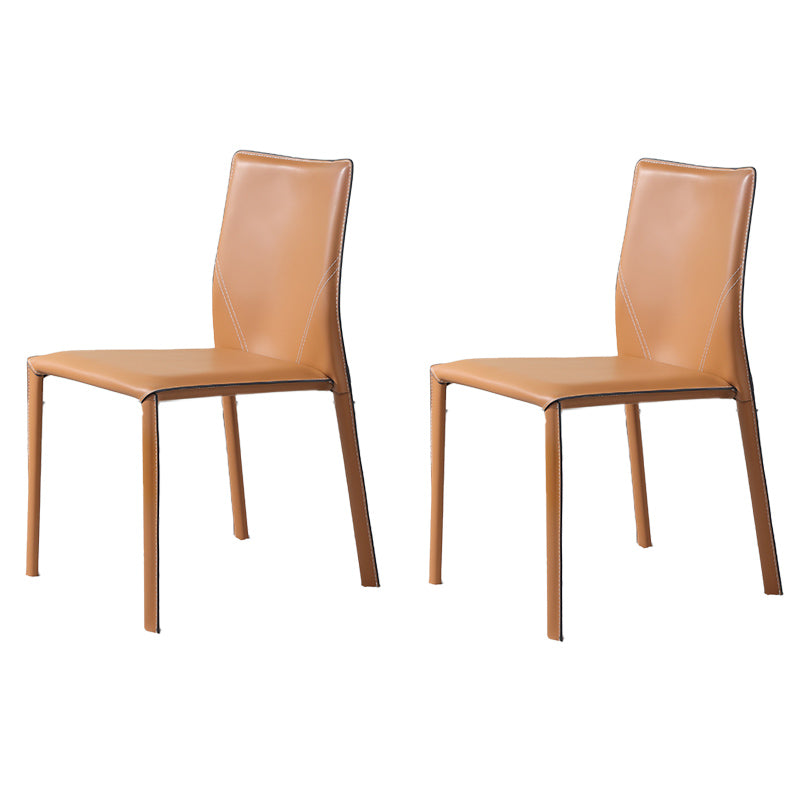 Designer Style Armless Chair Solid Back Side Leather Chair for Restaurant
