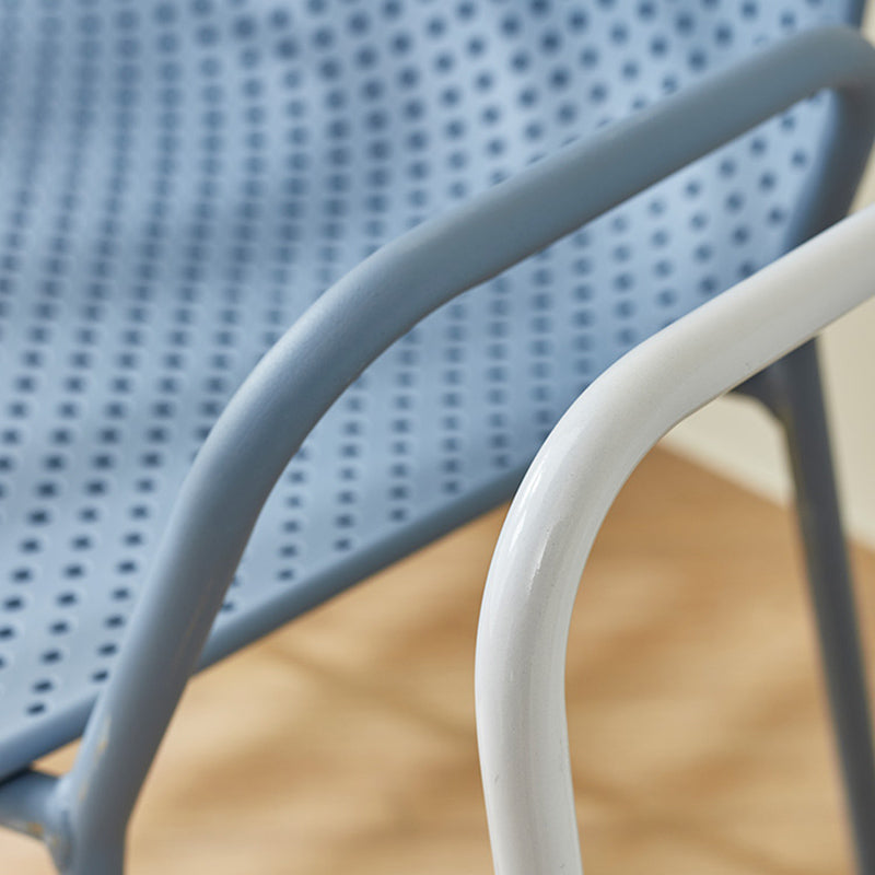 Contemporary Style Arm Chair Plastic Dining Chair with Metal Base