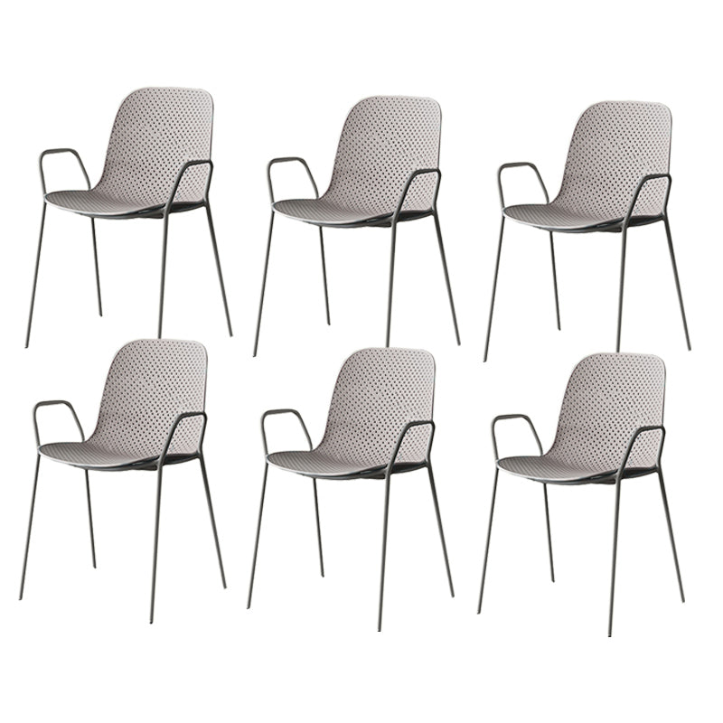 Contemporary Style Arm Chair Plastic Dining Chair with Metal Base