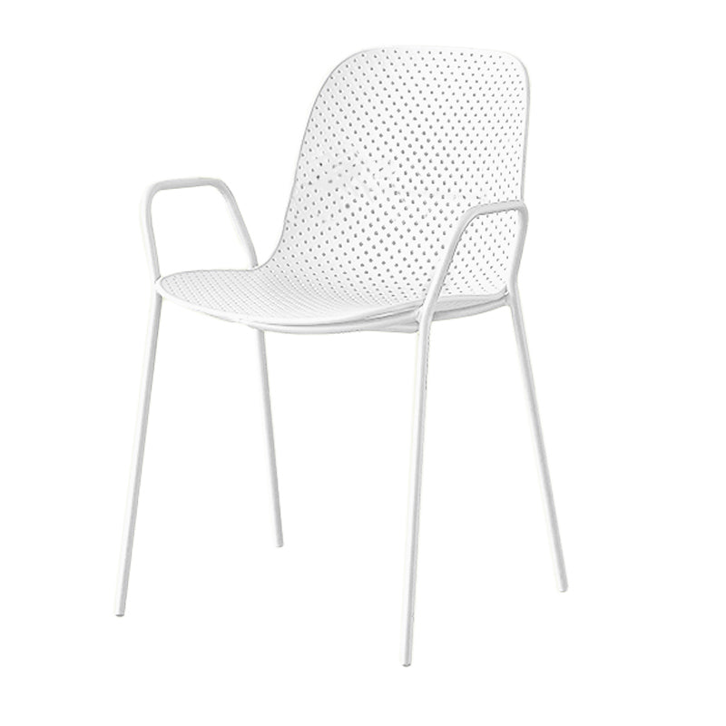 Contemporary Style Arm Chair Plastic Dining Chair with Metal Base
