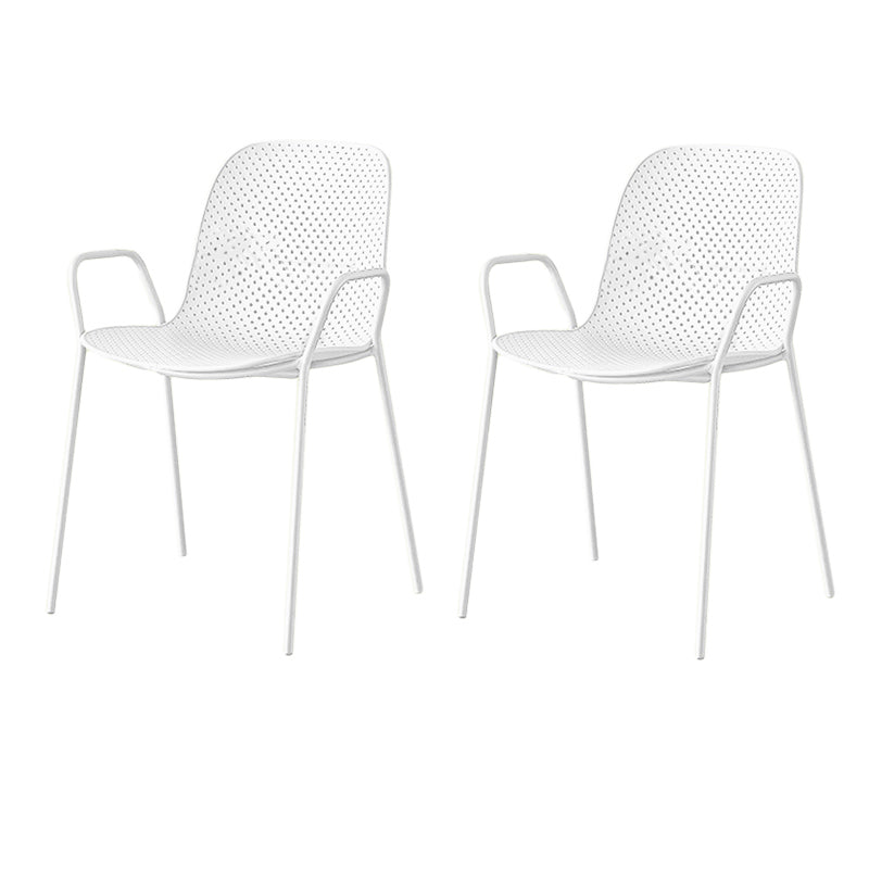 Contemporary Style Arm Chair Plastic Dining Chair with Metal Base