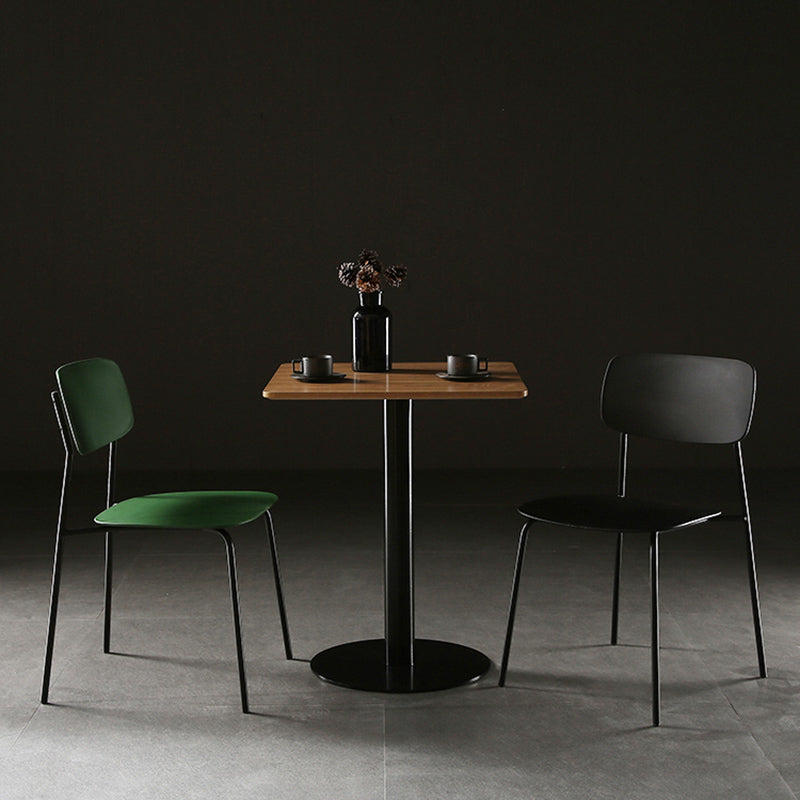 Industrial Armless Kitchen Chair Plastic Open Back Side Indoor Chair with Metal Base