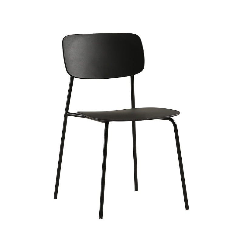 Industrial Armless Kitchen Chair Plastic Open Back Side Indoor Chair with Metal Base