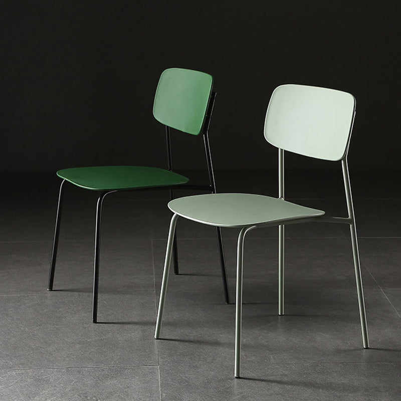 Industrial Armless Kitchen Chair Plastic Open Back Side Indoor Chair with Metal Base