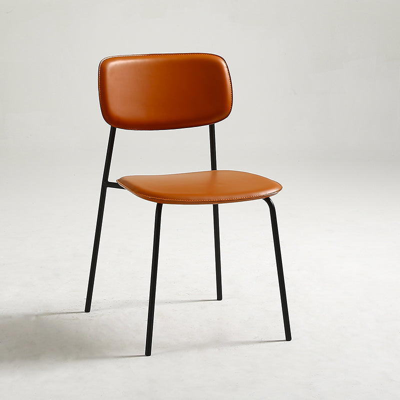 Industrial Armless Kitchen Chair Plastic Open Back Side Indoor Chair with Metal Base