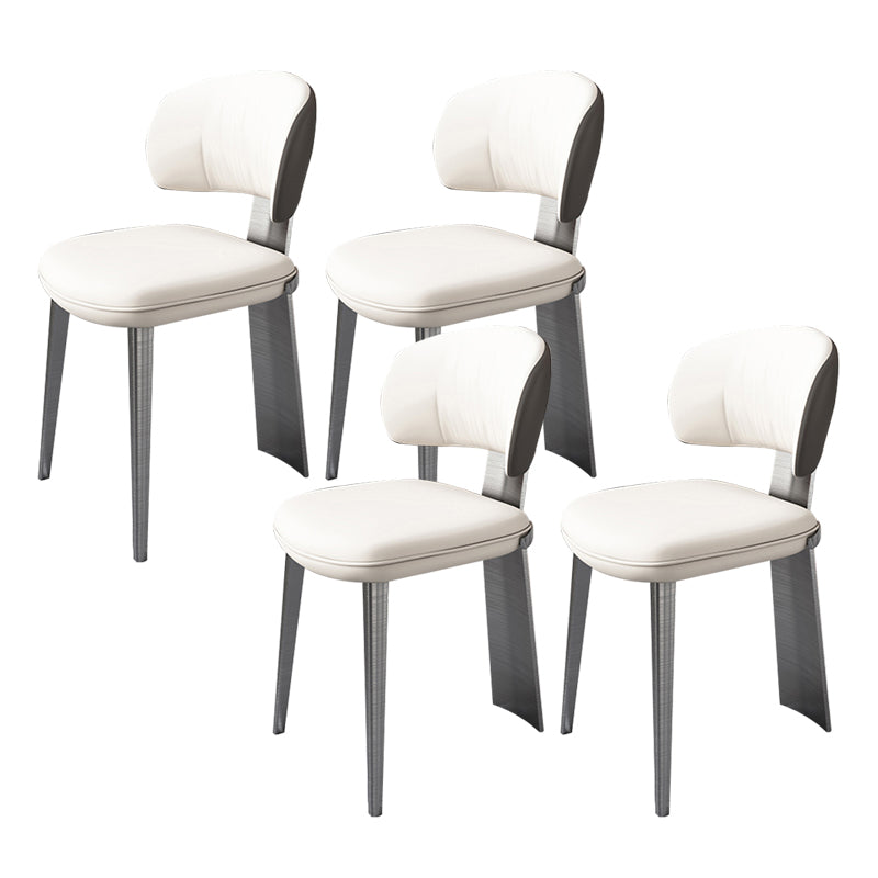 Glam Dining Chair Faux Leather and Metal Armless Dining Chairs