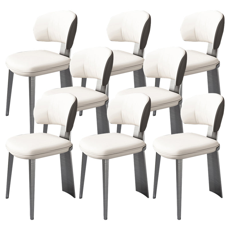Glam Dining Chair Faux Leather and Metal Armless Dining Chairs