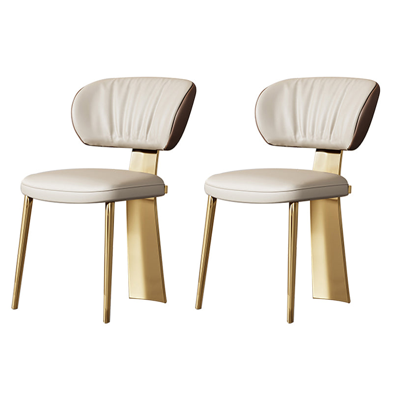 Glam Dining Chair Faux Leather and Metal Armless Dining Chairs