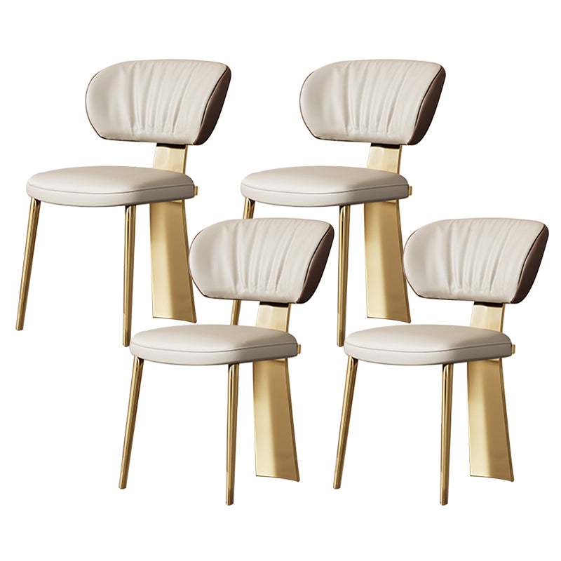 Glam Dining Chair Faux Leather and Metal Armless Dining Chairs