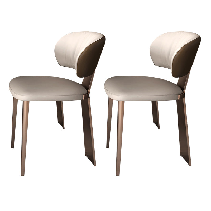 Glam Dining Chair Faux Leather and Metal Armless Dining Chairs