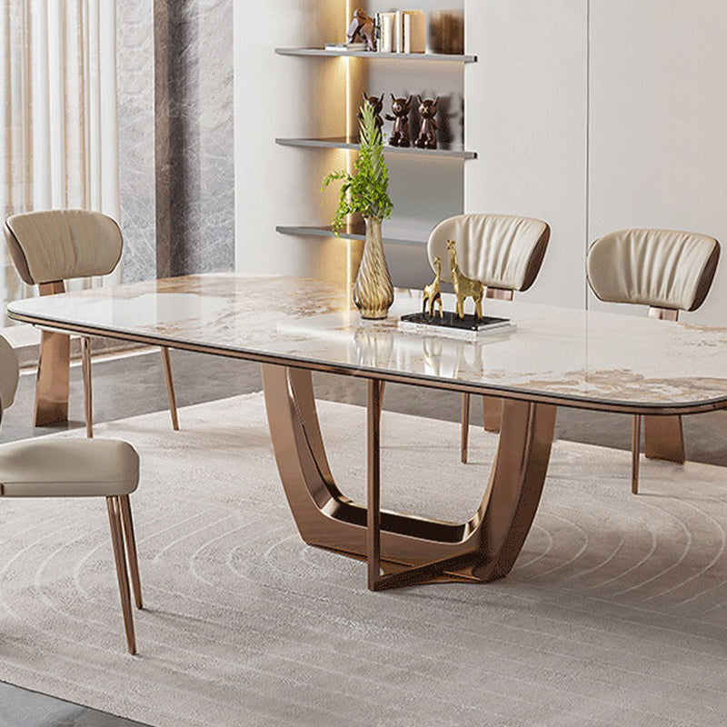 Glam Dining Chair Faux Leather and Metal Armless Dining Chairs