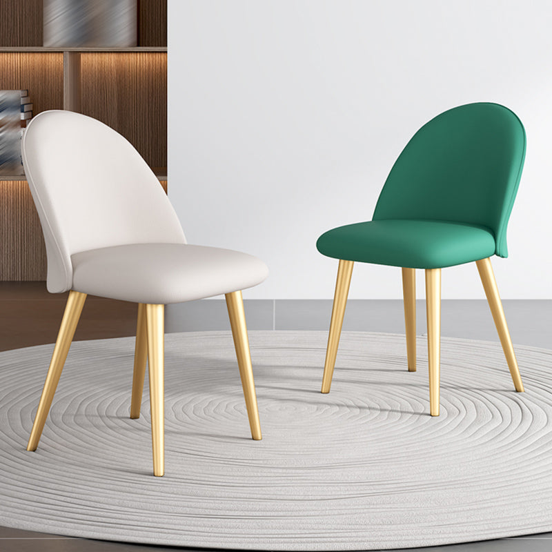 Glam Style Dining Chair Upholstered Dining Side Chair with Metal Legs