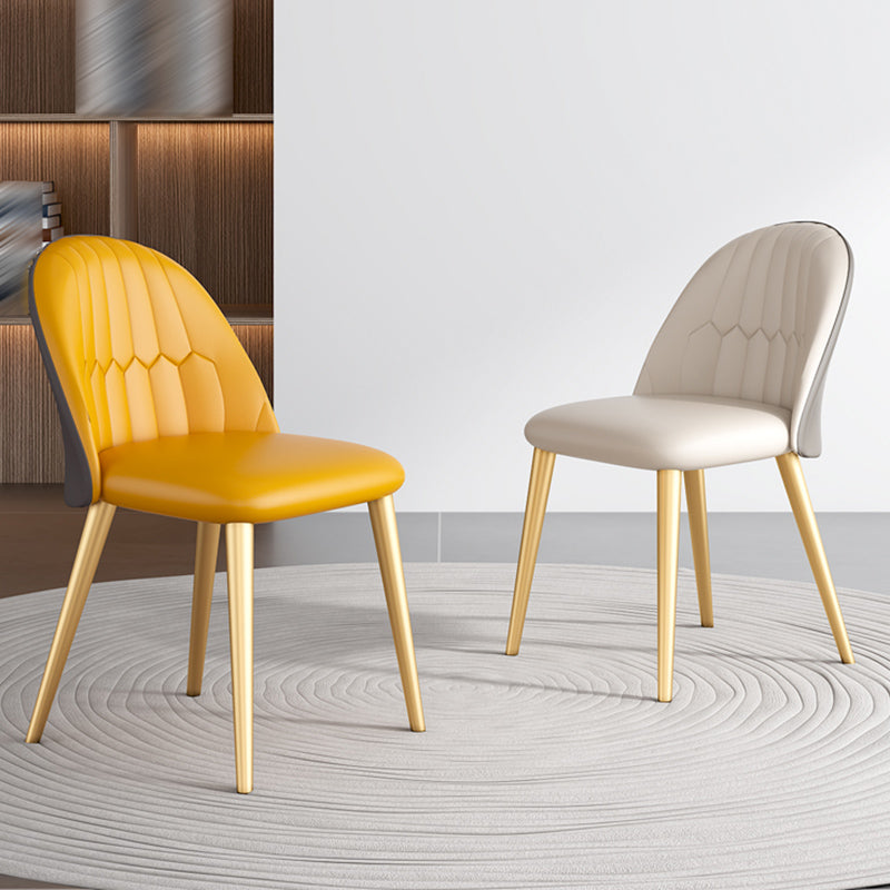 Glam Style Dining Chair Upholstered Dining Side Chair with Metal Legs